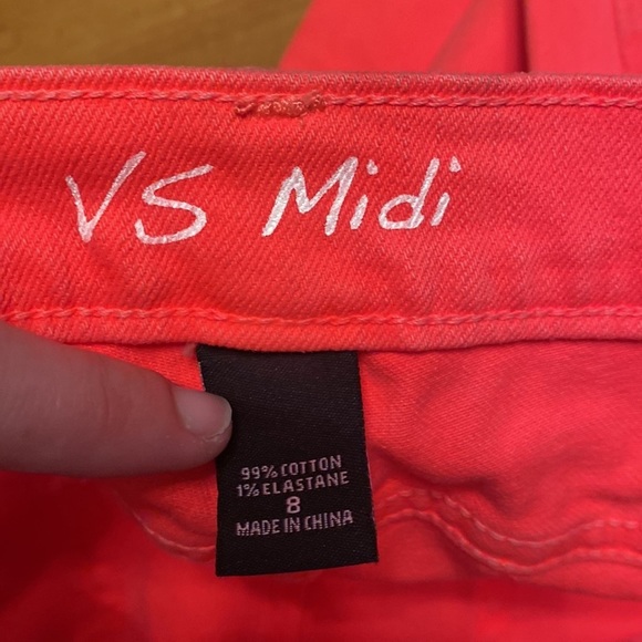 VS Women’s Size 8 Orange Denim Jeans Hi Rise Midi Straight Leg Stretch - Picture 4 of 6